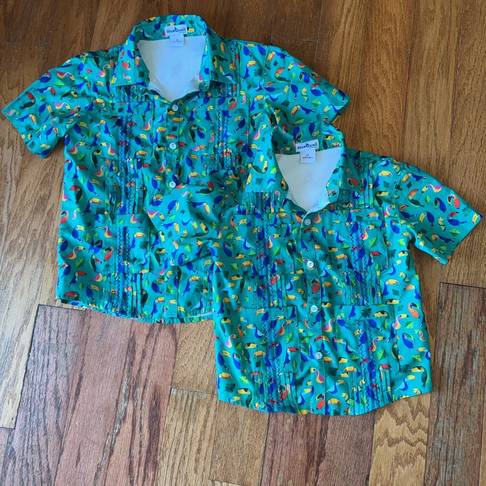 Blue Quail Kids' Tropical Toucan Shirt - Green and Blue 3T, 5T